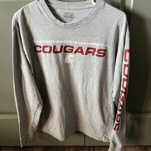 Washington State Cougars Long Sleeve Gray Women's Large Tee Shirt